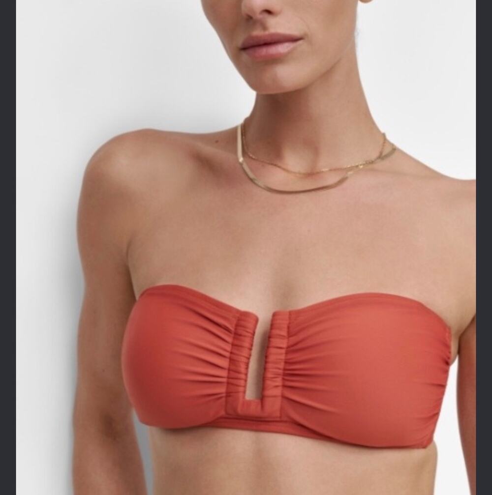 New DKNY U wired bandeau bikini top sunset sz XL